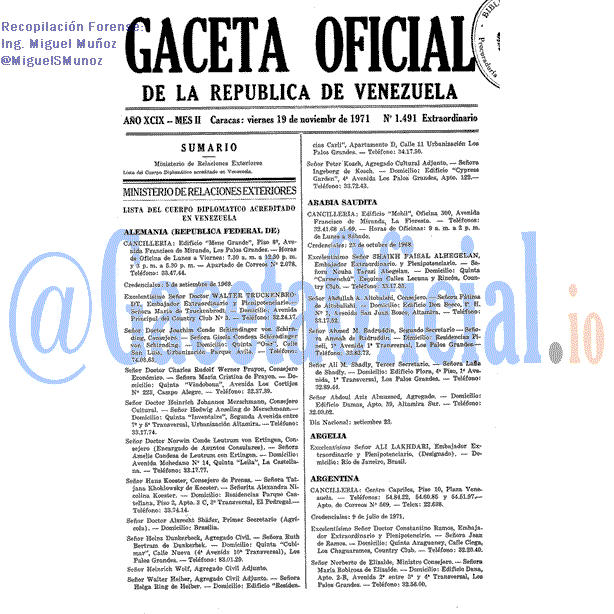 Gaceta Oficial 1491 del 19 Noviembre 1971