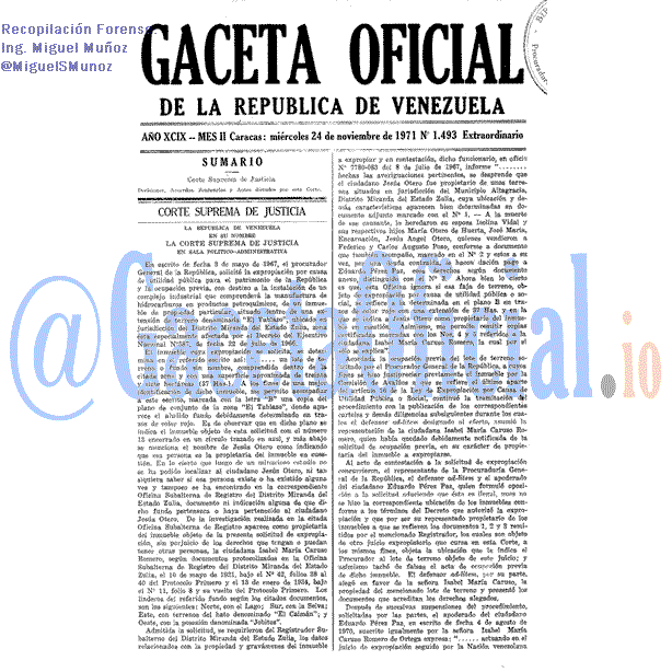 Gaceta Oficial 1493 del 24 Noviembre 1971