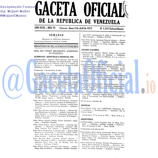 Gaceta Oficial 1515 del 3 Abril 1972