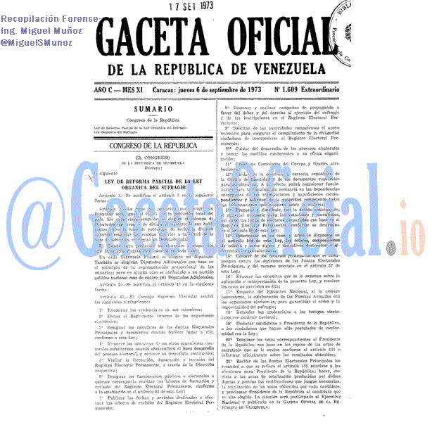 Gaceta Oficial 1609 del 6 Septiembre 1973