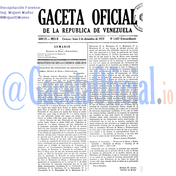 Gaceta Oficial 1627 del 3 Diciembre 1973