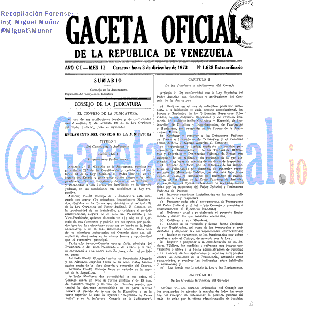 Gaceta Oficial 1628 del 3 Diciembre 1973