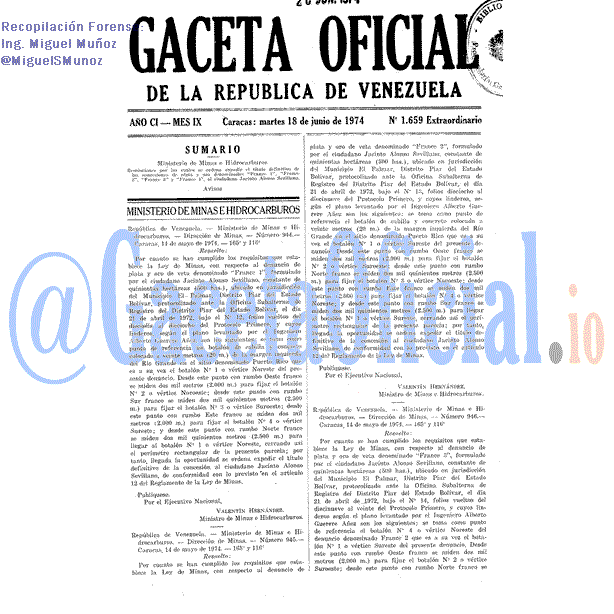 Gaceta Oficial 1659 del 18 Junio 1974