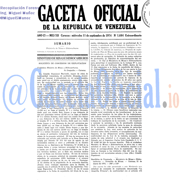 Gaceta Oficial 1684 del 11 Septiembre 1974