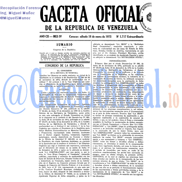 Gaceta Oficial 1717 del 18 Enero 1975