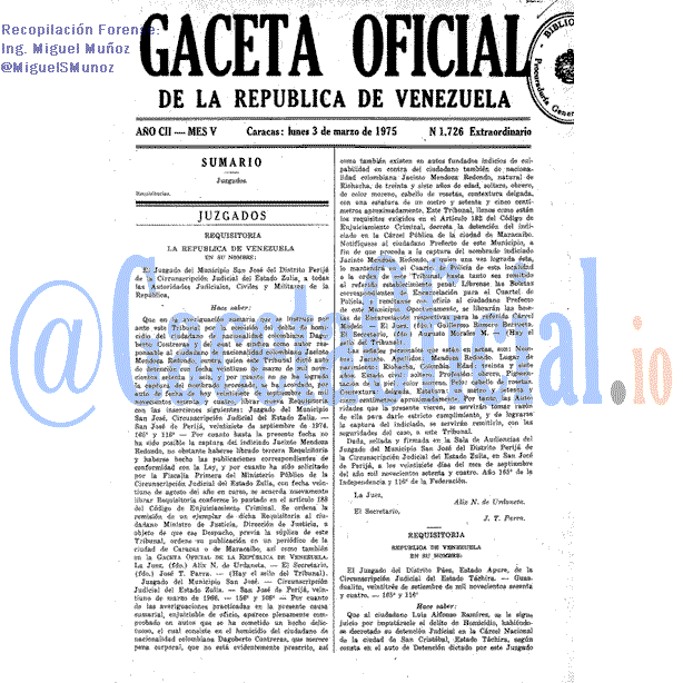 Gaceta Oficial 1726 del 3 Marzo 1975