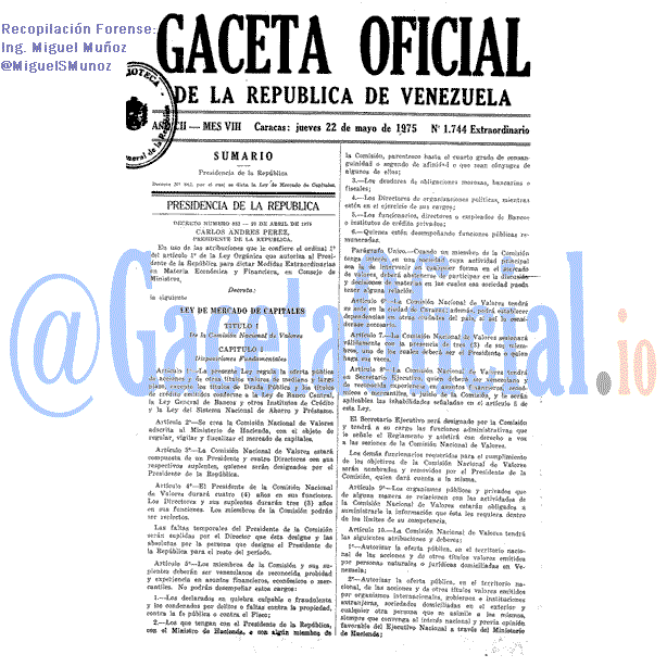 Gaceta Oficial 1744 del 22 Mayo 1975