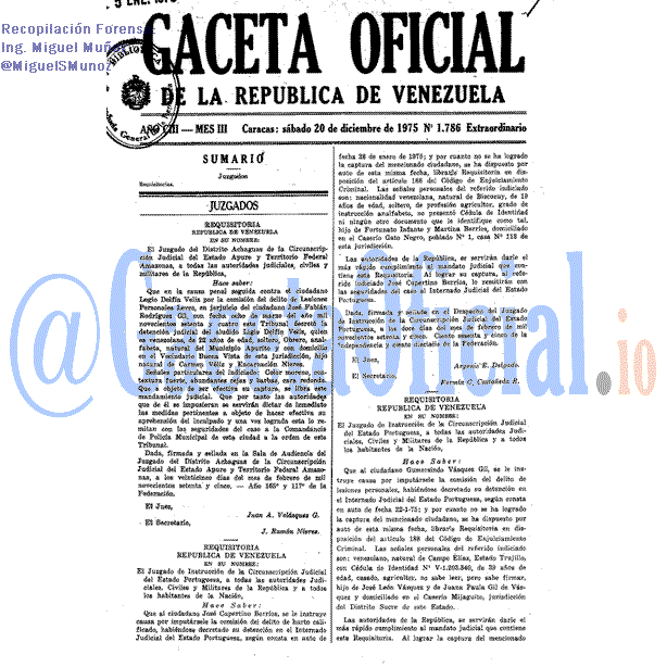 Gaceta Oficial 1786 del 20 Diciembre 1975