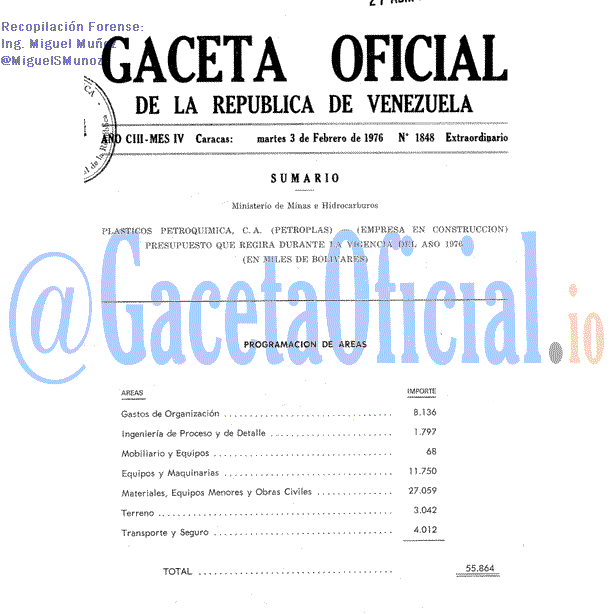 Gaceta Oficial 1848 del 3 Febrero 1976
