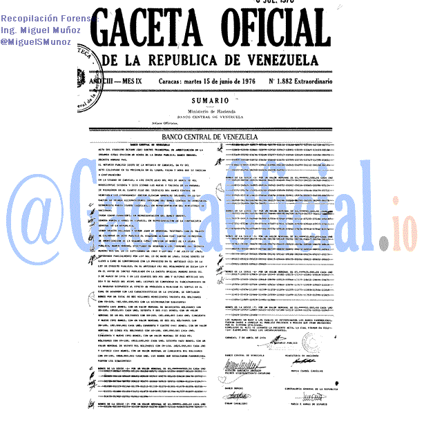 Gaceta Oficial 1882 del 15 Junio 1976