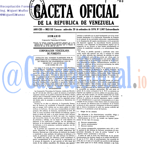 Gaceta Oficial 1907 del 29 Septiembre 1976