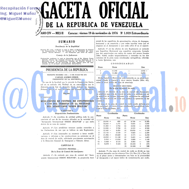 Gaceta Oficial 1919 del 19 Noviembre 1976