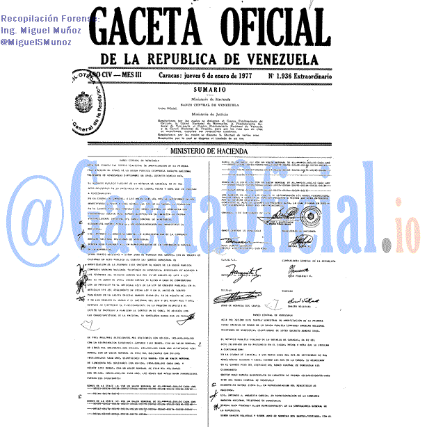 Gaceta Oficial 1936 del 6 Enero 1977