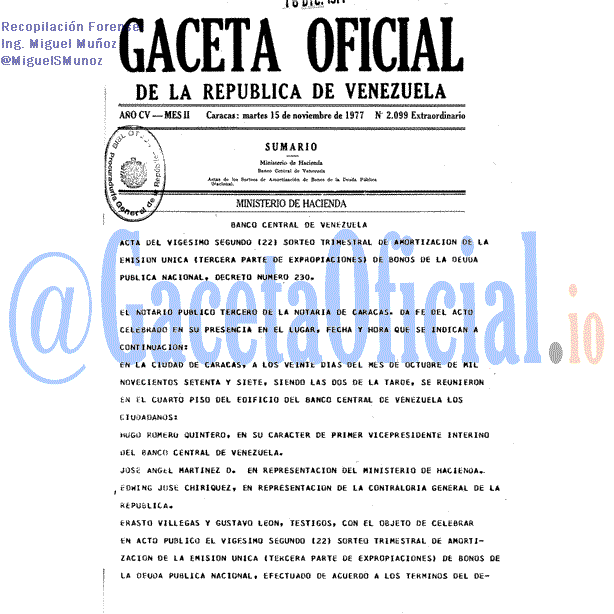 Gaceta Oficial 2099 del 15 Noviembre 1977