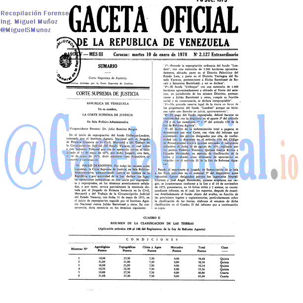 Gaceta Oficial 2127 del 10 Enero 1978