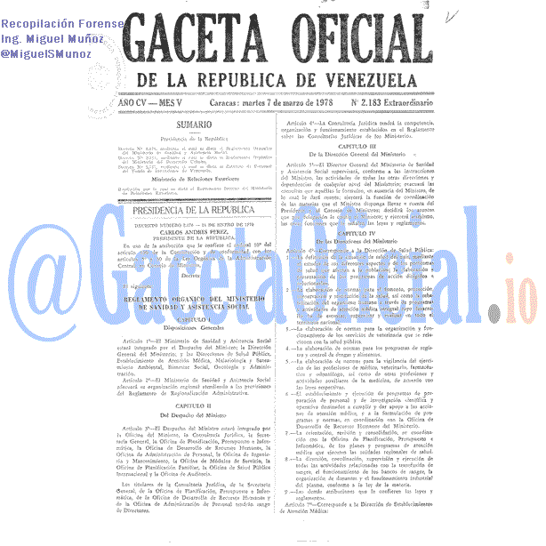 Gaceta Oficial 2183 del 7 Marzo 1978