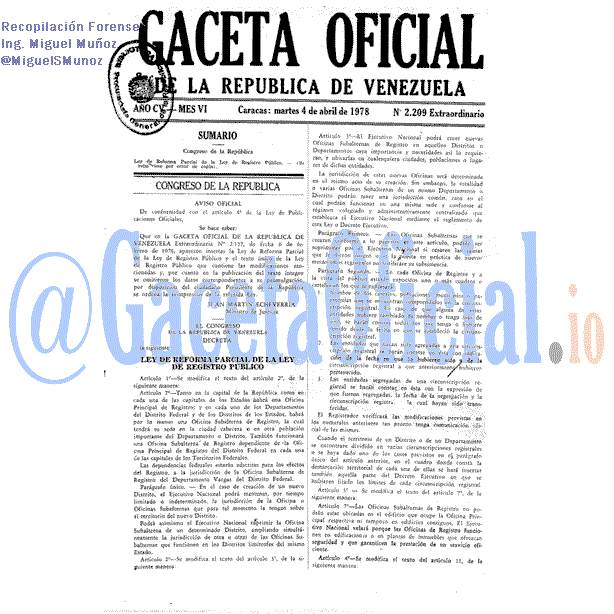 Gaceta Oficial 2209 del 4 Abril 1978