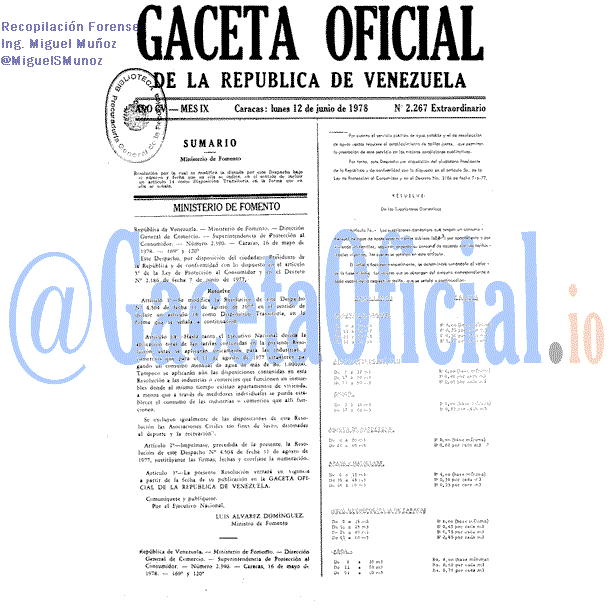 Gaceta Oficial 2267 del 12 Junio 1978