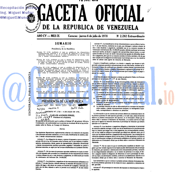 Gaceta Oficial 2282 del 6 Julio 1978