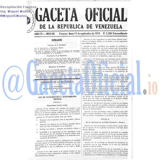 Gaceta Oficial 2306 del 11 Septiembre 1978