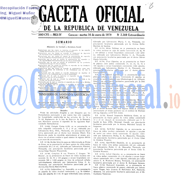 Gaceta Oficial 2360 del 16 Enero 1979