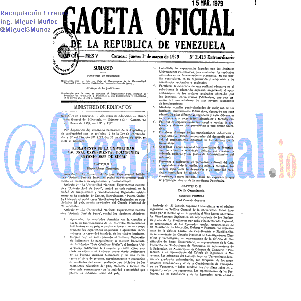 Gaceta Oficial 2413 del 1 Marzo 1979