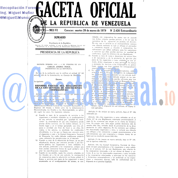 Gaceta Oficial 2426 del 20 Marzo 1979