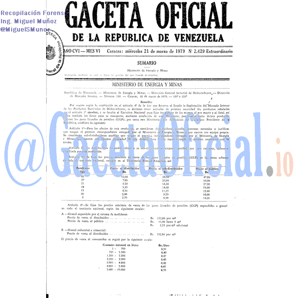 Gaceta Oficial 2429 del 21 Marzo 1979