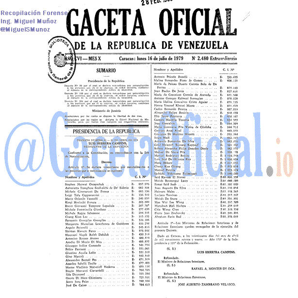 Gaceta Oficial 2480 del 16 Julio 1979