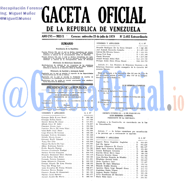 Gaceta Oficial 2482 del 25 Julio 1979