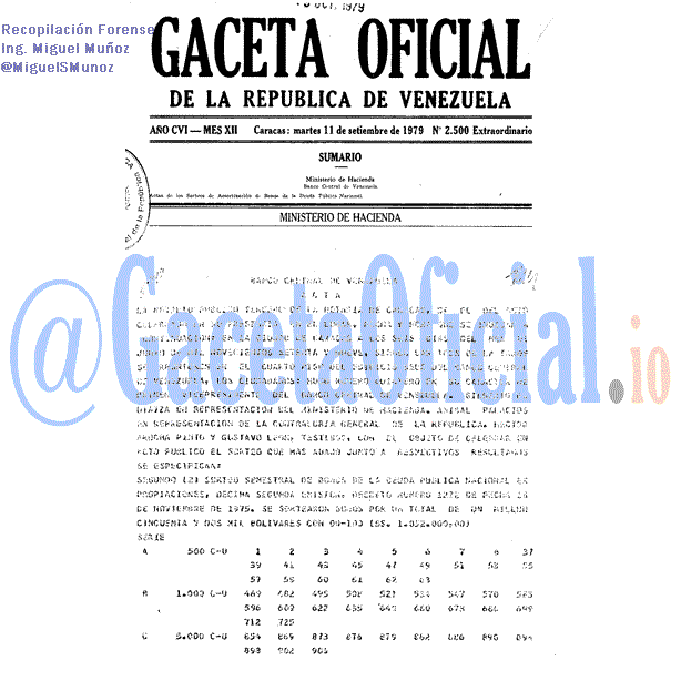 Gaceta Oficial 2500 del 11 Septiembre 1979