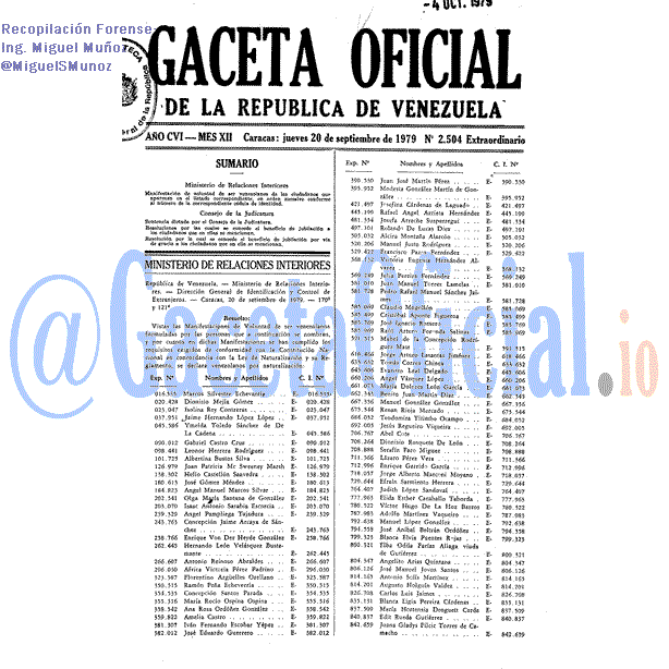 Gaceta Oficial 2504 del 20 Septiembre 1979