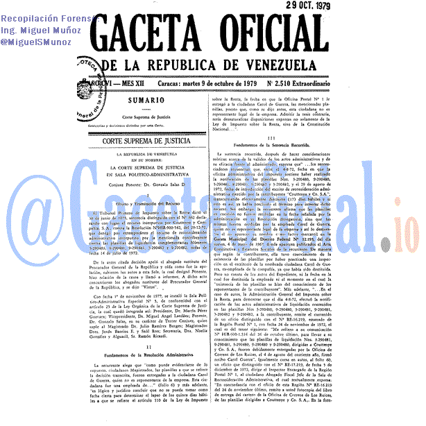 Gaceta Oficial 2510 del 9 Octubre 1979