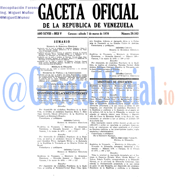 Gaceta Oficial 29163 del 7 Marzo 1970