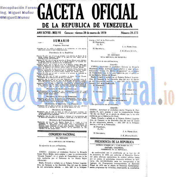 Gaceta Oficial 29173 del 20 Marzo 1970