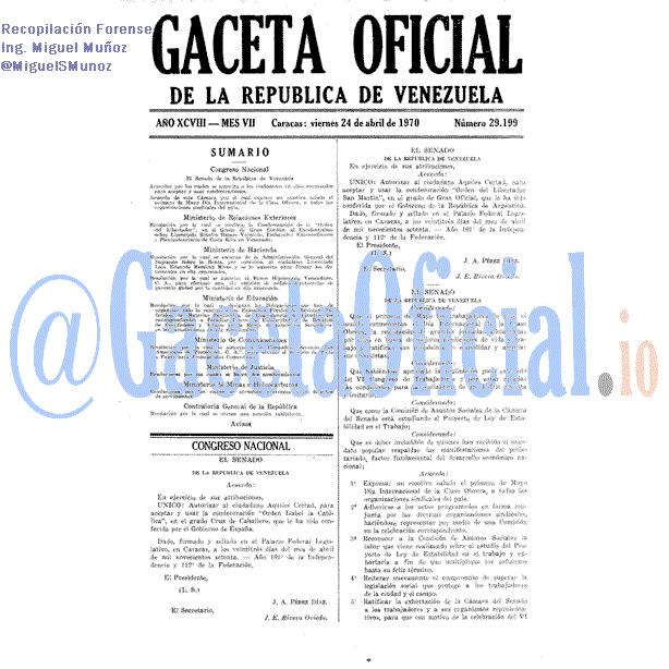 Gaceta Oficial 29199 del 24 Abril 1970