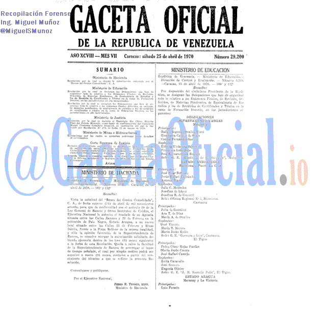 Gaceta Oficial 29200 del 25 Abril 1970