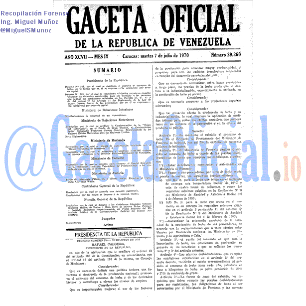 Gaceta Oficial 29260 del 7 Julio 1970