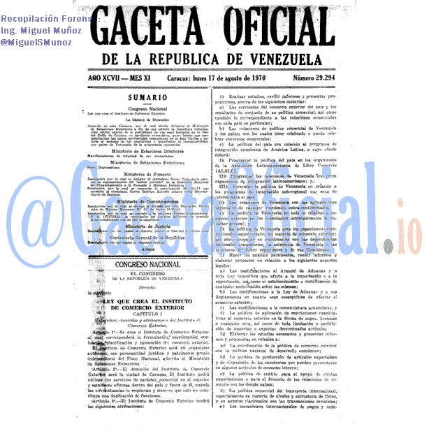 Gaceta Oficial 29294 del 17 Agosto 1970