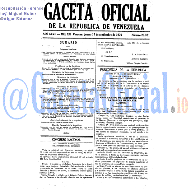Gaceta Oficial 29321 del 17 Septiembre 1970