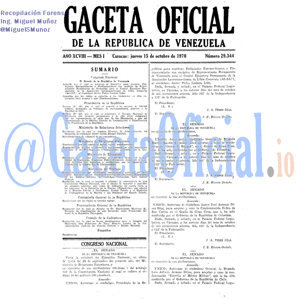 Gaceta Oficial 29344 del 15 Octubre 1970