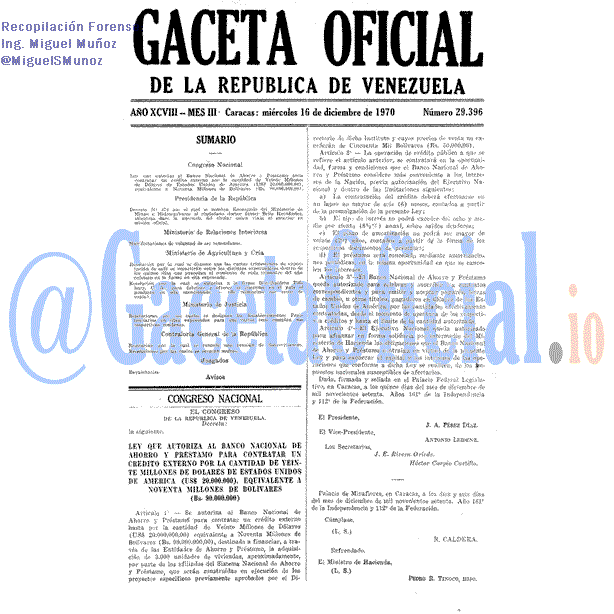 Gaceta Oficial 29396 del 16 Diciembre 1970