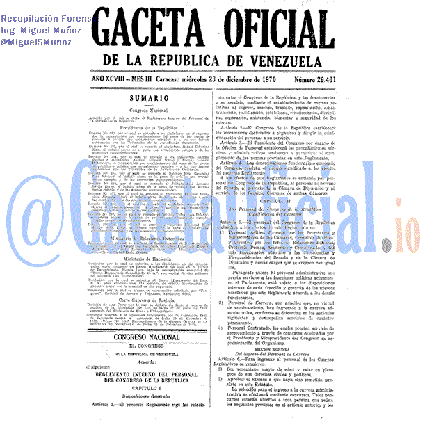 Gaceta Oficial 29401 del 23 Diciembre 1970
