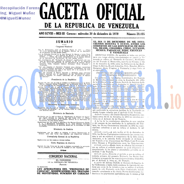 Gaceta Oficial 29405 del 30 Diciembre 1970
