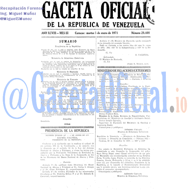 Gaceta Oficial 29408 del 5 Enero 1971