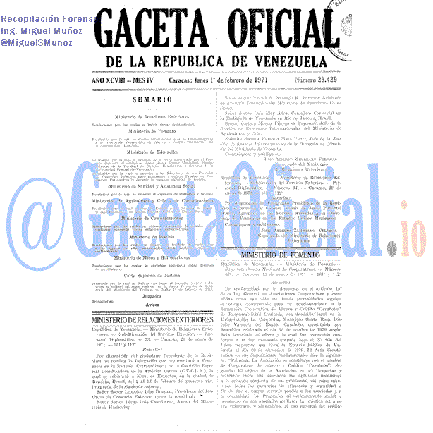 Gaceta Oficial 29429 del 1 Febrero 1971