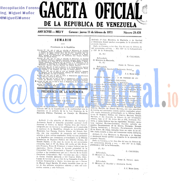 Gaceta Oficial 29438 del 11 Febrero 1971