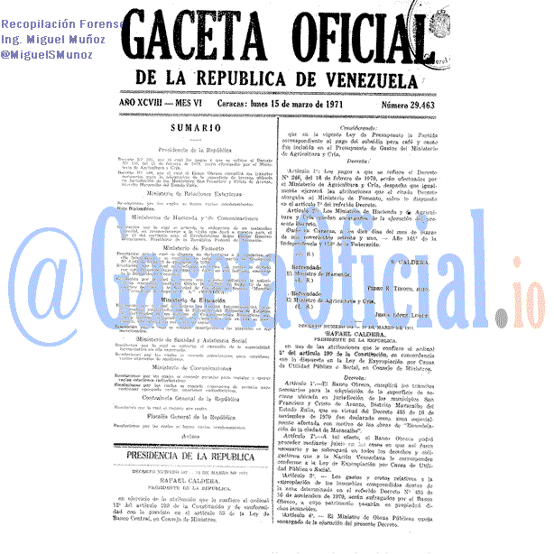 Gaceta Oficial 29463 del 15 Marzo 1971
