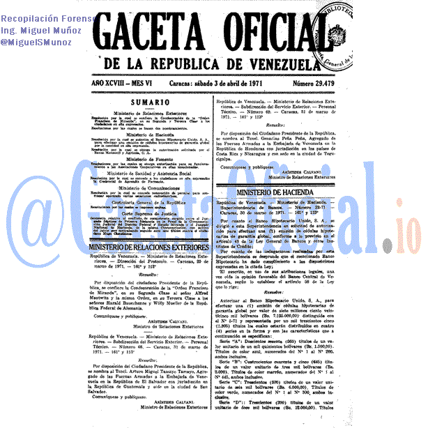 Gaceta Oficial 29479 del 3 Abril 1971