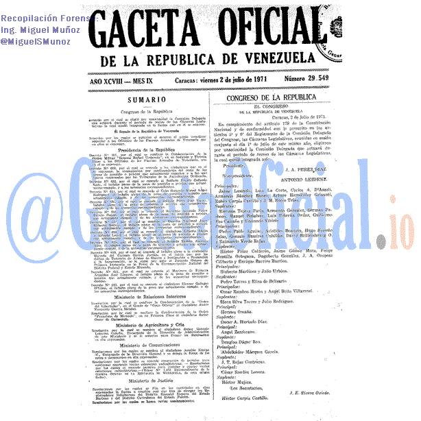 Gaceta Oficial 29549 del 2 Julio 1971